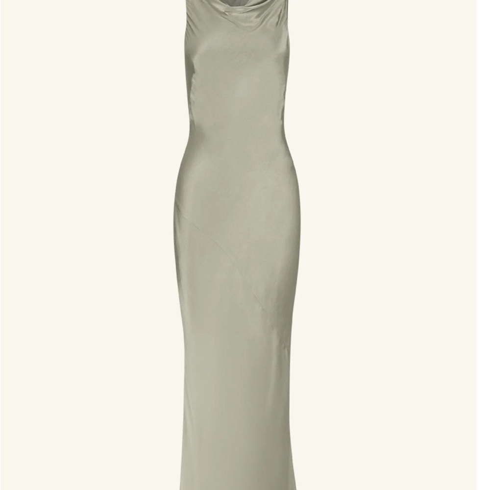 Shona Joy La Lune High Neck Cowl Silk Maxi Dress - Sage - Picture 5 of 10